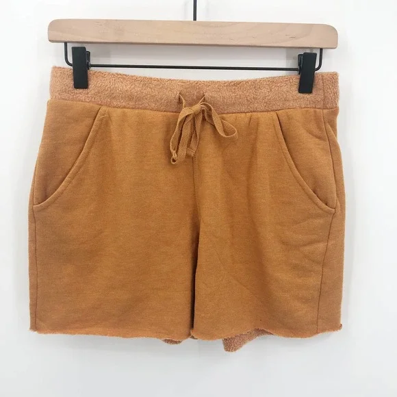 FREE PEOPLE Kelly Washed Cognac Sweatshirt Set Shorts Top Size Medium NEW - Picture 3 of 13